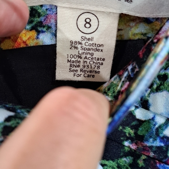 Andrea Jovine Women's Size 8 A Line Floral Mini Skirt Lined Cotton Spandex NEW - Picture 2 of 8